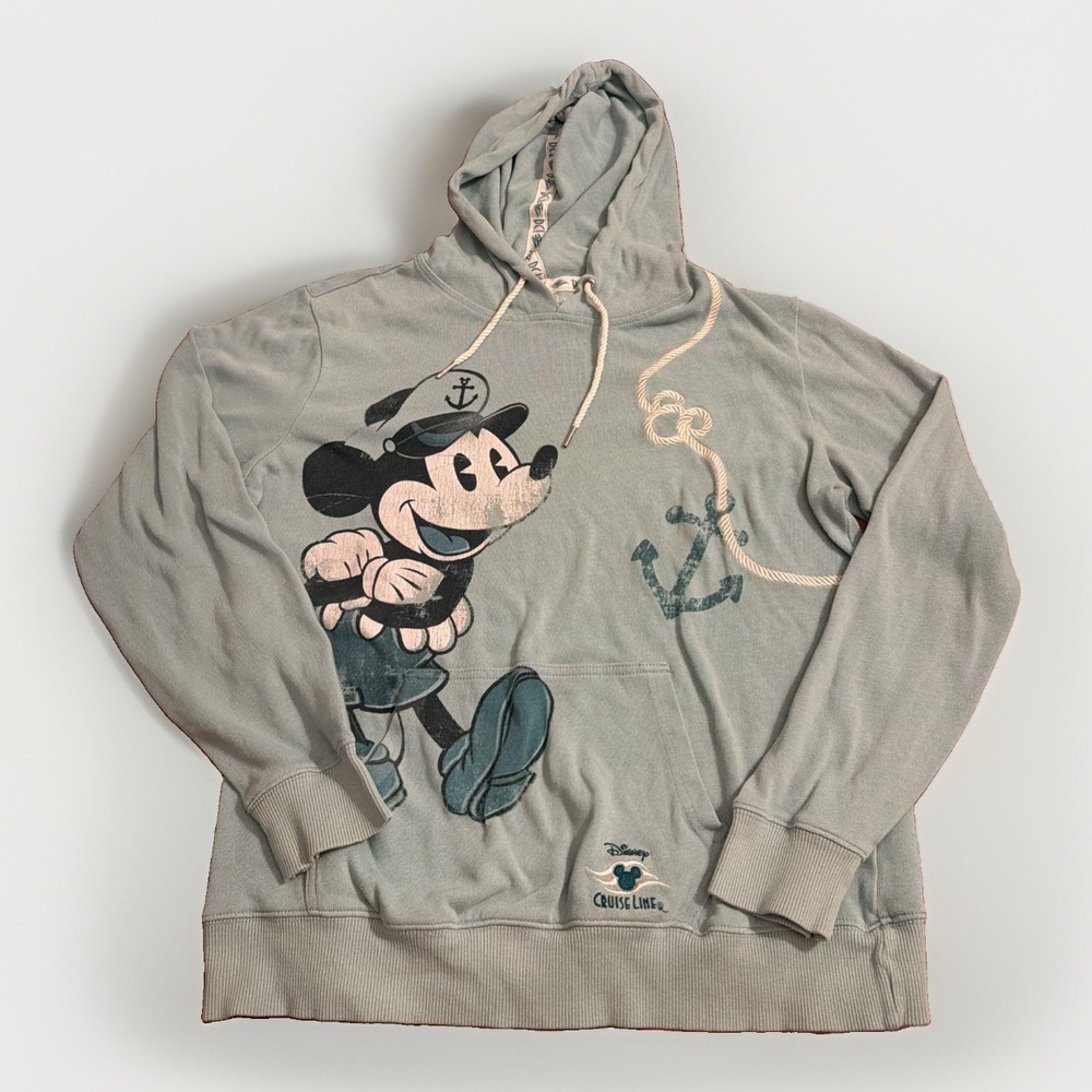 Disney Cruse Line Mickey Mouse Hoodie Sweatshirt Pocket Baby Blue Sz XL